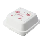 Caixa Cana de Açucar Cor Natural Bento Cake 15x15x8cm DIA DA MULHER "Flores" – Norpack - Image 2