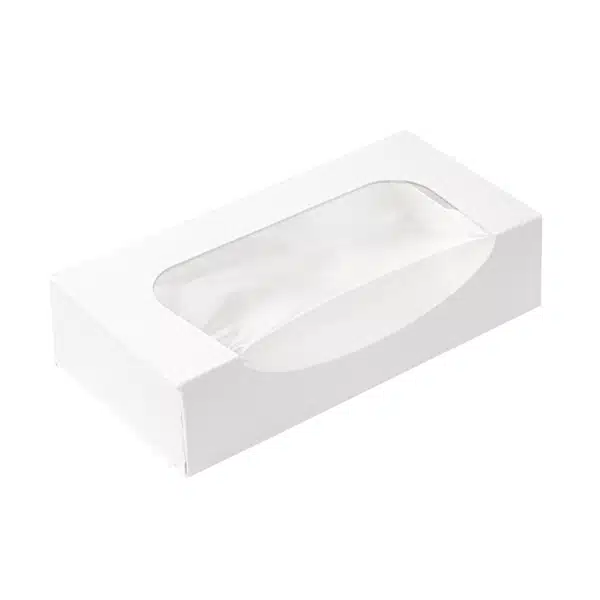 caica-branca-retangular-janela-19x12_embalsantos.webp Caixa Branca c/Janela 19,7x9x4,5cm Pack 50 - Take Away/Pastelaria/Bolos/Sushi – Norpack - Image 1