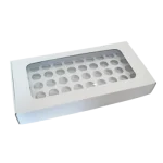 Caixa Cartão Branca 440x220x55mm p/ 50 brigadeiros c/ Janela Quadrada – Norpack - Image 4