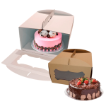 Caixa Cartão Micro Pastelaria Branca ou Kraft c/Pega c/Janela Vintage – Para Bolos Altos – Norpack