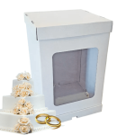 Caixa Cartão Bolos Altos / Casamento / Vários Andares / Pastelaria Branca c/Janela 32x32x50cm - Também c/ Redutores que dão para Bases de 30 cm! – Norpack - Image 5
