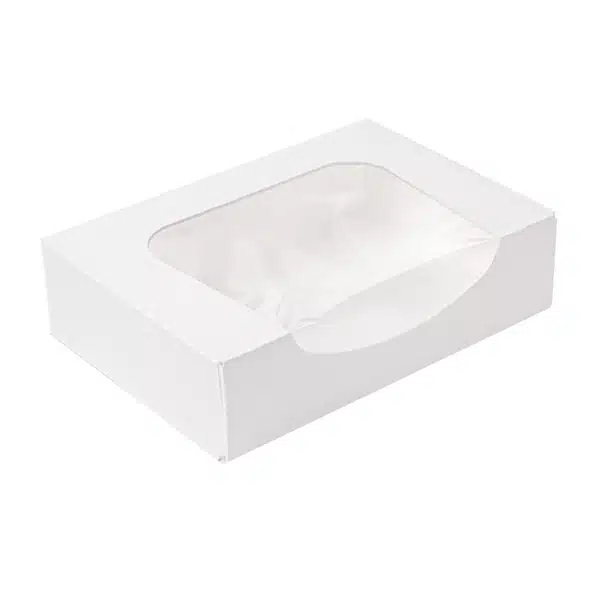 caixa-branca-retangular-janela_embalsantos.webp Caixa Branca c/Janela 17,5x12x4,5cm Pack 50 - Take Away/Pastelaria/Bolos/Sushi – Norpack - Image 1