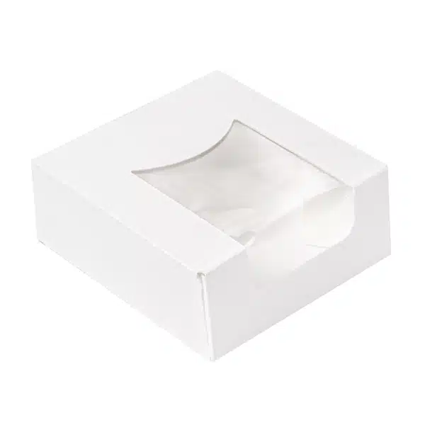 caixa-branco-retangular-janela-10_embalsantos.webp Caixa Branca c/Janela 10x10x4cm Pack 50 - Take Away/Pastelaria/Bolos/Sushi – Norpack - Image 1
