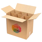 Caixa Cartão Kraft c/ Divisórias p/6 Garrafas Vinho 26x18x35cm c/Impressão 2 Faces – Norpack