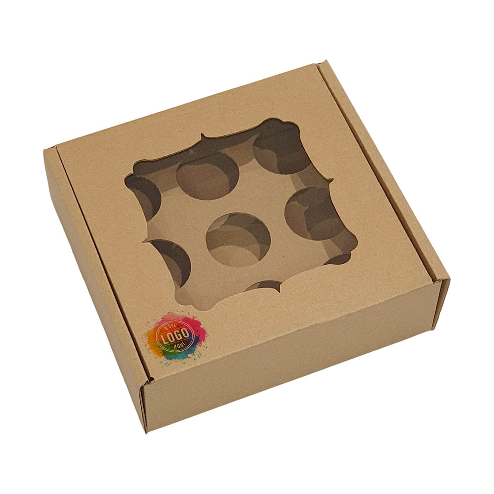 caixa-kraft-brigadeiros_janela-vintage_impressao_embalsantos.jpg Caixa Cartão Kraft p/ Brigadeiros c/Janela Vintage c/Impressão – Norpack - Image 1