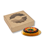 Caixa Cartão Kraft 26x26x6cm c/ janela - Tartes / Pastelaria / Salgadinhos / Canapés – Norpack