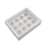 Caixa Cartolina Branca c/ Tampa PVC p/ 12 Brigadeiros – Norpack - Image 2