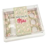 Caixa Cartolina 20x16x9,5cm Dia da Mãe - Mini Bolo / Bentô Cake + 3 Brigadeiros Padrão Verde – Norpack - Image 4