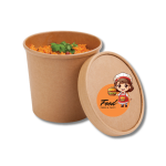 Caixa Cartão p/Alimentar Kraft 960ml c/ Tampa Cartão - Take Away / Sopa / Gelado c/ Impressão na Tampa – Norpack