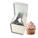 Caixa Cartão Micro Branco p/ 1 Cupcake 8,5x8,5x8,5cm c/ janela formato cupcake – Norpack - Image 3