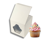 Caixa Cartão Micro Branco p/ 1 Cupcake 8,5x8,5x8,5cm c/ janela formato cupcake – Norpack - Image 2
