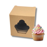 Caixa Cartão Micro Kraft p/ 1 Cupcake 8,5x8,5x8,5cm c/ janela formato cupcake – Norpack - Image 4