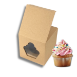 Caixa Cartão Micro Kraft p/ 1 Cupcake 8,5x8,5x8,5cm c/ janela formato cupcake – Norpack - Image 5