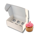Caixa Cartão Micro Branco p/ 6 Cupcakes 25,5x18,5x11cm s/ janela – Norpack