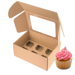 Caixa Cartão Micro Kraft p/ 6 Cupcakes 25,5x18,5x11cm c/ janela – Norpack
