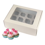 Caixa Cartão Micro Branca p/ 12 Cupcakes 33,5x26x11cm c/ janela – Norpack - Image 2