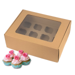 Caixa Cartão Micro Kraft p/ 12 Cupcakes 33,5x26x11cm c/ janela – Norpack - Image 2