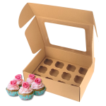 Caixa Cartão Micro Kraft p/ 12 Cupcakes 33,5x26x11cm c/ janela – Norpack