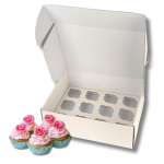 Caixa Cartão Micro Branca p/ 12 Cupcakes 33,5x26x11cm s/ janela – Norpack