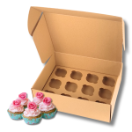 Caixa Cartão Micro Kraft p/ 12 Cupcakes 33,5x26x11cm s/ janela – Norpack