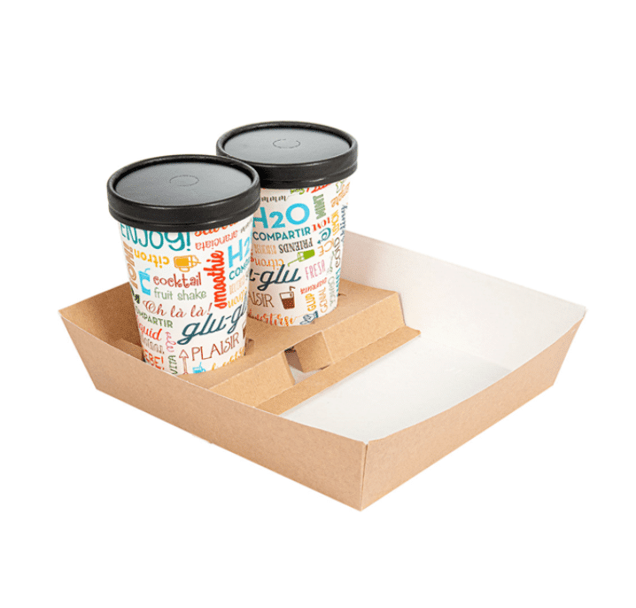embalsantos_bandeja_tabuleiro_cartao_bebidas-1.png Bandeja Cartão Kraft 2 Bebidas + Take Away 24,5x22x5,5cm- Take Away – Ecológicos! Descartáveis! Resistentes! – Norpack - Image 1