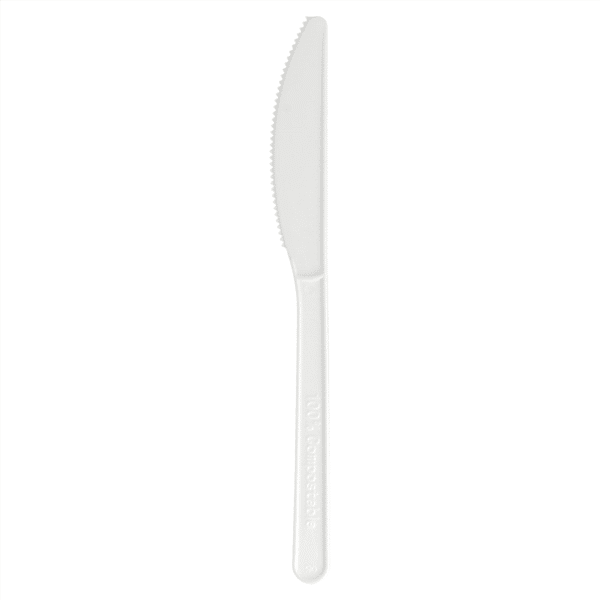 embalsantos_faca_bio-1.png Faca BIOPlástico CPLA Branco 18CM Pack 50un. - Take Away – Norpack - Image 1