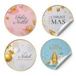 Etiquetas Adesivas Brancas NATAL Redondas 4,5cm – Pack 52 uni. – Norpack