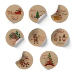 Etiquetas Adesivas Kraft Feliz Natal Redondas 4,5cm - Pack 52 uni. – Norpack