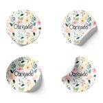 Etiquetas Adesivas Brancas Redondas 4,5cm Padrão Flores Pack 24 unidades – Norpack
