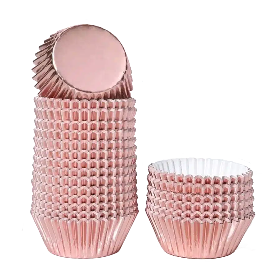 forminhas-rose-gold-metalizado_embalsantos.webp Copo Papel Queques/ Cupcake/ Formas de Papel Rosa Gold 4.8x7.5x3cm Pack 100 – Norpack - Image 1