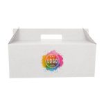 Caixa Cartão Cabaz / Presente / Lunch Box Branca 32x21,5x12,5cm c/Asa p/ Take Away/Presente/Pastelaria/Bolos c/Impressão – Norpack - Image 3