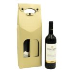 Bolsa Bolha Ar Plástico Premium 2 Garrafas 15x7.5x42cm c/3 Botões e c/Janela Cor Premium Dourado – Norpack