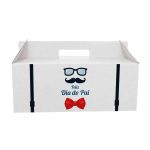 Caixa Cartão Lunch Box Branca 32x21,5x12,5cm Dia do Pai - Suspensórios – Norpack