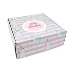 Caixa Cartão Postal Branca 200mmx200mmx70mm Padrão Unicórnios + Logo – Norpack