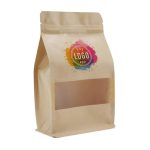 Saco Stand Up Box Papel kraft c/ Fecho Zip Fundo Retangular c/ Janela c/Impressão – Norpack