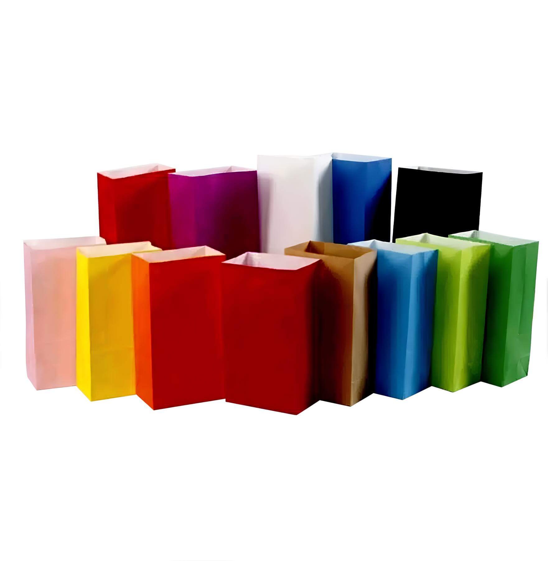 sacos-coloridos-sem-asa_cores-fortes_embalsantos-1-1.jpg Saco Papel Cores Fortes 13x8x24cm Pack 10 unidades – Norpack - Image 1