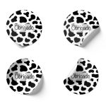 Etiquetas Adesivas Brancas Redondas 4,5cm Padrão Manchas Vaca Preto Pack 24 unidades – Norpack