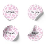 Etiquetas Adesivas Brancas Redondas 4,5cm Padrão Manchas Vaca Lilás Pack 24 unidades – Norpack