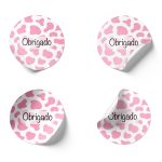 Etiquetas Adesivas Brancas Redondas 4,5cm Padrão Manchas Vaca Rosa Pack 24 unidades – Norpack