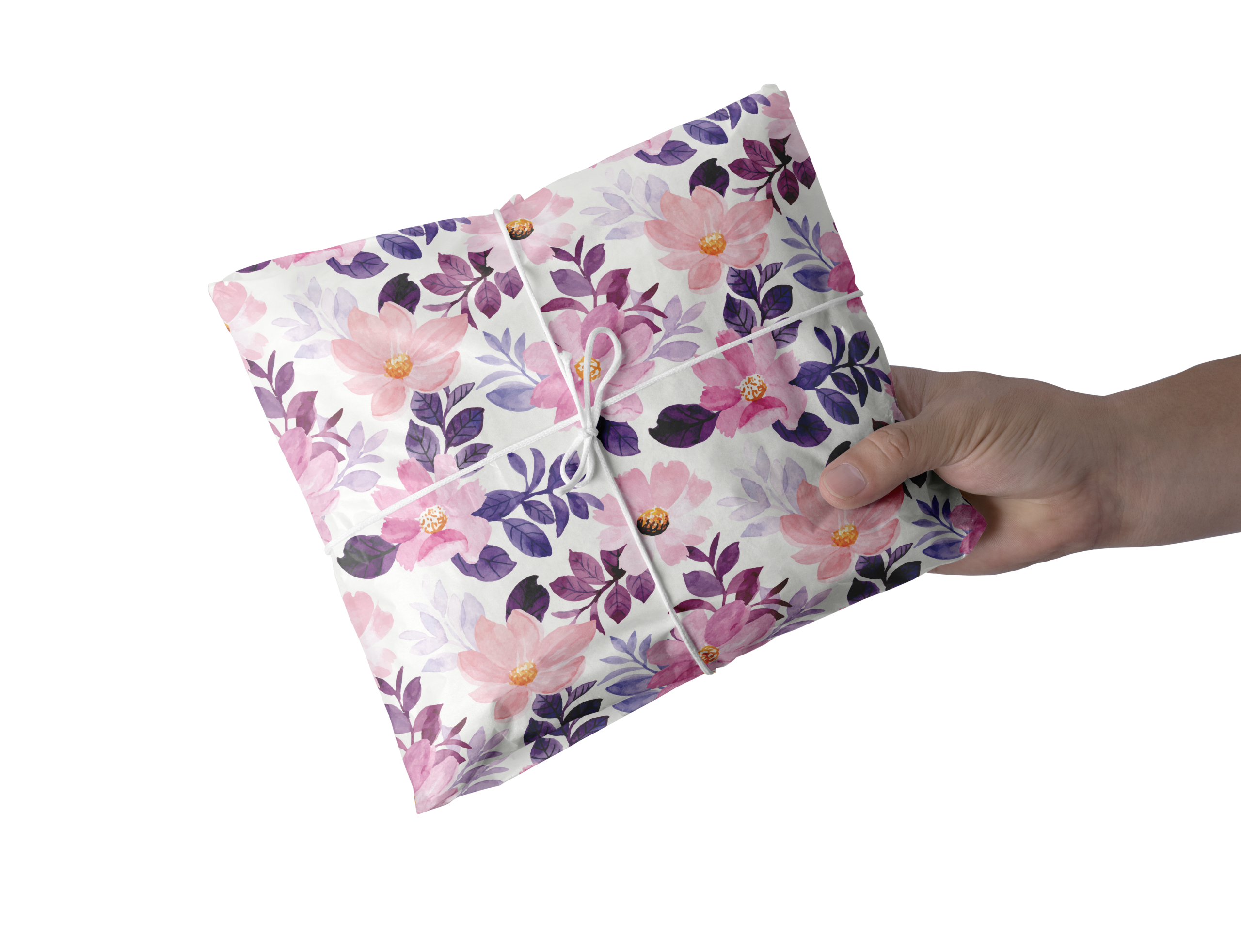 vegetal-flores-roxas-dia-da-mae.png Papel Vegetal 25x25cm Flores Rosa e Roxas– Pack 25Fls Ideal para Embrulhos de Encomendas e Ofertas! – Norpack - Image 1