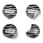 Etiquetas Adesivas Brancas Redondas 4,5cm Riscas Zebra Preto Pack 24 unidades – Norpack